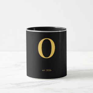 Gold Letter O Schwarze Tasse Minimalistische Mon