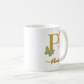 Gold Letter P Butterfly-Tasse Kaffeetasse (VorderseiteRechts)