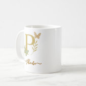 Gold Letter P Butterfly-Tasse Kaffeetasse (Vorderseite Links)