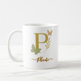Gold Letter P Butterfly-Tasse Kaffeetasse