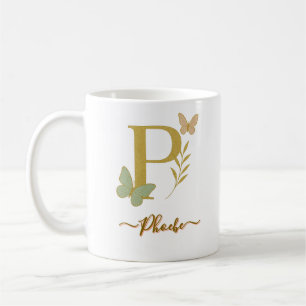 Gold Letter P Butterfly-Tasse Kaffeetasse