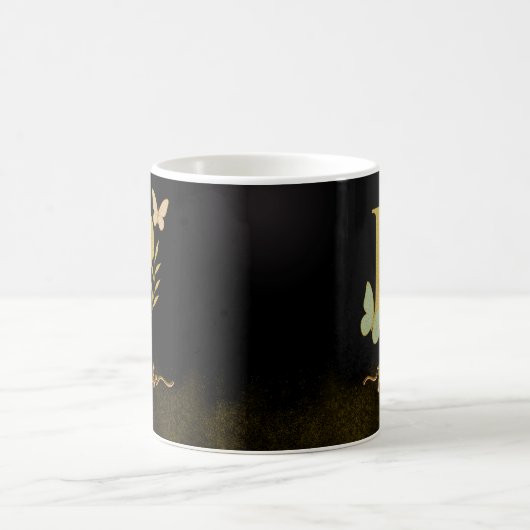 Gold Letter P Butterfly-Tasse Kaffeetasse (Mittel)