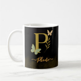 Gold Letter P Butterfly-Tasse Kaffeetasse