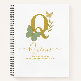Gold Letter Q Butterfly Notebook-Abdeckung Notizblock