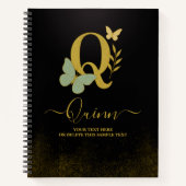 Gold Letter Q Butterfly Notebook-Abdeckung Notizblock (Vorderseite)