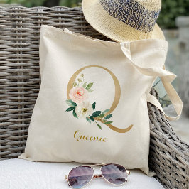 Gold Letter Q und Blush Personalisiert Tragetasche