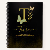 Gold Letter T Butterfly Notebook-Abdeckung Notizblock (Vorderseite)