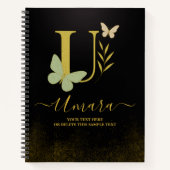 Gold Letter U Butterfly Notebook-Abdeckung Notizblock (Vorderseite)