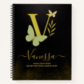 Gold Letter V Butterfly Notebook-Abdeckung Notizblock (Vorderseite)
