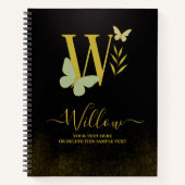Gold Letter W Butterfly Notebook-Abdeckung Notizblock (Vorderseite)