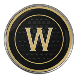 Gold Letter W Monogramm Golfmarker Schwarzes Desig