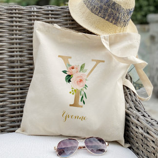 Gold Letter Y und Blush Personalisiert Tragetasche