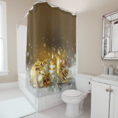 Gold leuchtet Weihnachtselegante Duschvorhang (Beispiel)