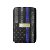 (Gold) Leutnant Thin Blue Line Distressed Flag Badematte (Vorderseite Vertikal)