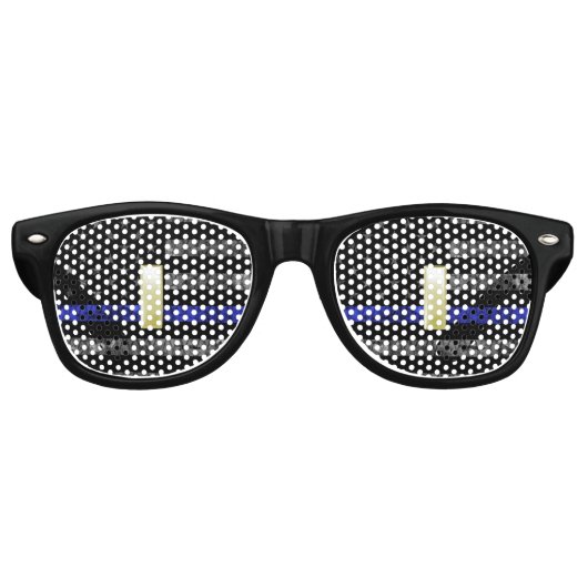(Gold) Leutnant Thin Blue Line Distressed Flag Partybrille (Vorderseite)