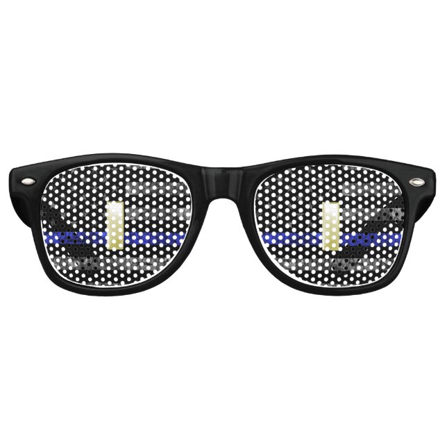 (Gold) Leutnant Thin Blue Line Distressed Flag Partybrille (Vorderseite)