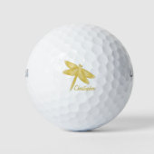 Gold Libellen Design Golfball (Vorderseite)