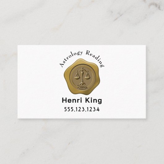 Gold Libra Siegel Coin & QR Code Astrologie Visitenkarte (Vorderseite)