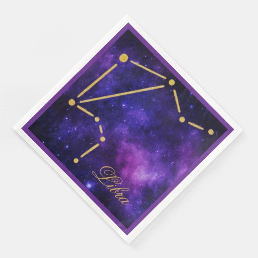 Gold-Libra-Sternbild auf der dunklen Galaxie | Serviette (Ecke)