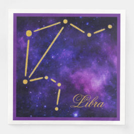 Gold-Libra-Sternbild auf der dunklen Galaxie | Serviette