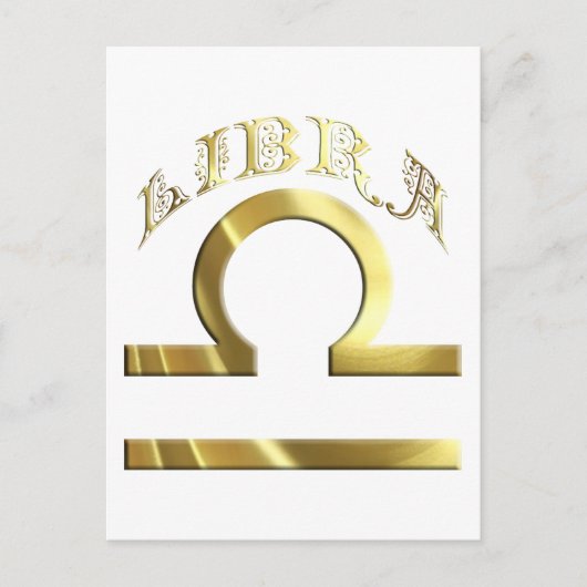 Gold Libra Symbol Astrologie Zodiac Postkarte (Vorderseite)