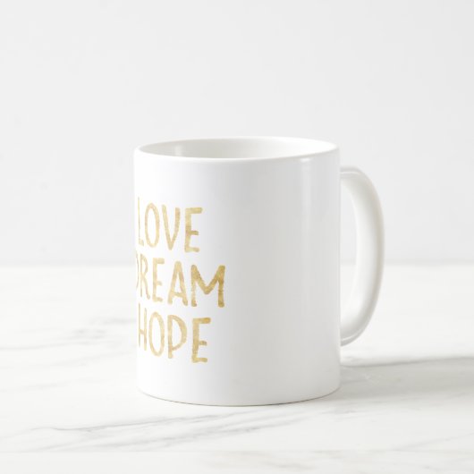 Gold Liebe Dream Hope Kaffeetasse (VorderseiteRechts)