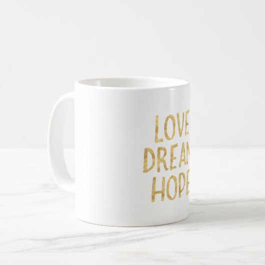 Gold Liebe Dream Hope Kaffeetasse (Vorderseite Links)