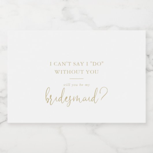 Gold Liebe Extravaganter Script Bridesmaid Vorschl Schaumweinetikett (Einzelnes Label)