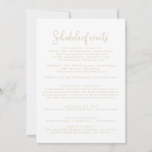 Gold Liebe Extravagantes Script Hochzeitsschreiben (Rückseite)