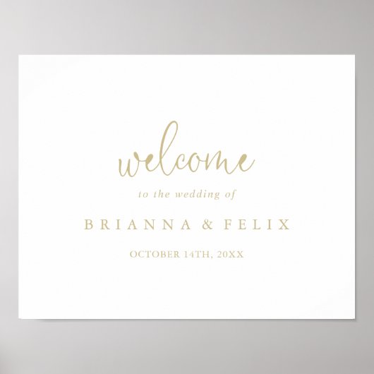 Gold Liebe Extravagantes Script Hochzeitszeichen Poster (Vorne)