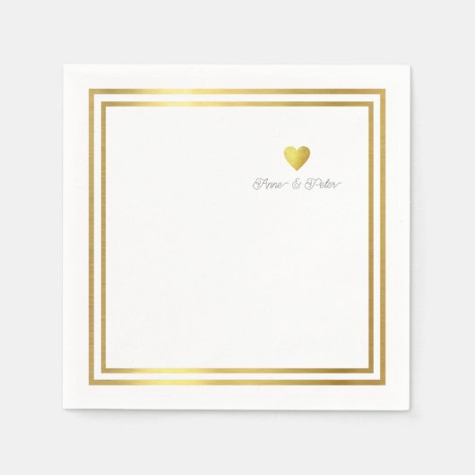 Gold Liebe Heart Custom Napkins Serviette (Vorderseite)