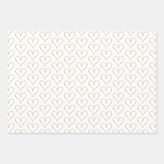 Gold Liebe Hearts Geschenkpapier Set (Vorderseite 3)