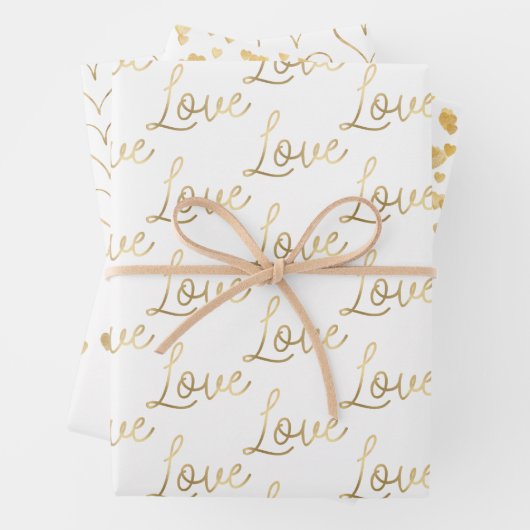 Gold Liebe Hearts Geschenkpapier Set (Beispiel)