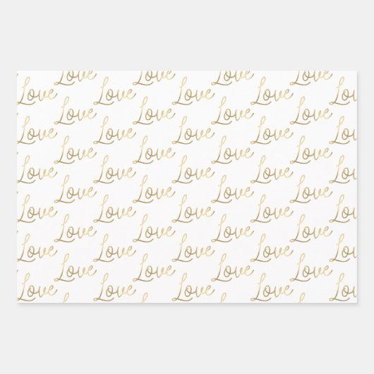 Gold Liebe Hearts Geschenkpapier Set (Vorderseite)