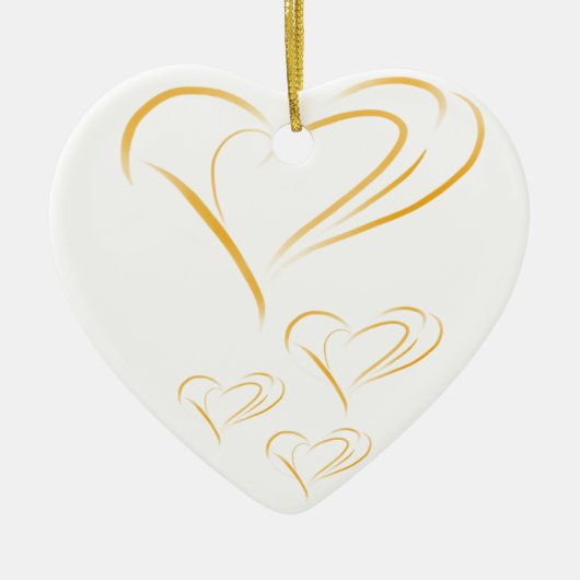 Gold Liebe Hearts Keramik Ornament (Vorne)