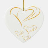 Gold Liebe Hearts Keramik Ornament (Hinten)