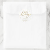 Gold Liebe Hearts Oh Baby Shower / Sprinkle Runder Aufkleber (Tasche)