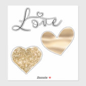 Gold Liebe Hearts Wedding Aufkleber (Blatt)