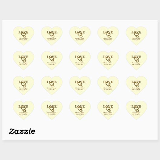 Gold Liebe Hearts Wedding Couple Heart Stickers (Blatt)
