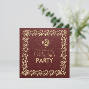 Gold Liebe Herz und Schnörkel Valentine Party I Einladung