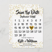 Gold Liebe Herzkalender Ankündigungspostkarte (Vorne/Hinten)