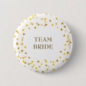Gold Liebe Hört Confetti Name Button (Vorderseite)