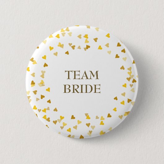 Gold Liebe Hört Confetti Name Button (Vorderseite)