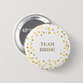 Gold Liebe Hört Confetti Name Button (Vorne & Hinten)