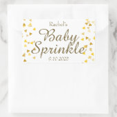 Gold Liebe Hört Kindersprinkle / Dusche / Paare Rechteckiger Aufkleber (Tasche)