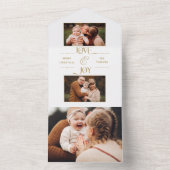 Gold Liebe & Joy Typografie 2-Foto All In One Einladung (Innen Boden)
