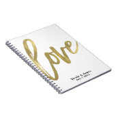 Gold LIEBE Moderne Brush Script Hochzeitsplanung Notizblock (Rechte Seite)