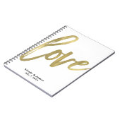 Gold LIEBE Moderne Brush Script Hochzeitsplanung Notizblock (Linke Seite)