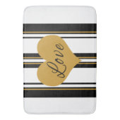 Gold Liebe Schwarzes Gold Weiße Streifen Bath Mat Badematte (Vorderseite Vertikal)