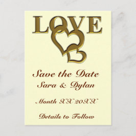 Gold Liebe und Herz Save the Date Postkarte